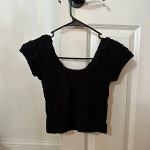 Black Textured Women's Cropped Top